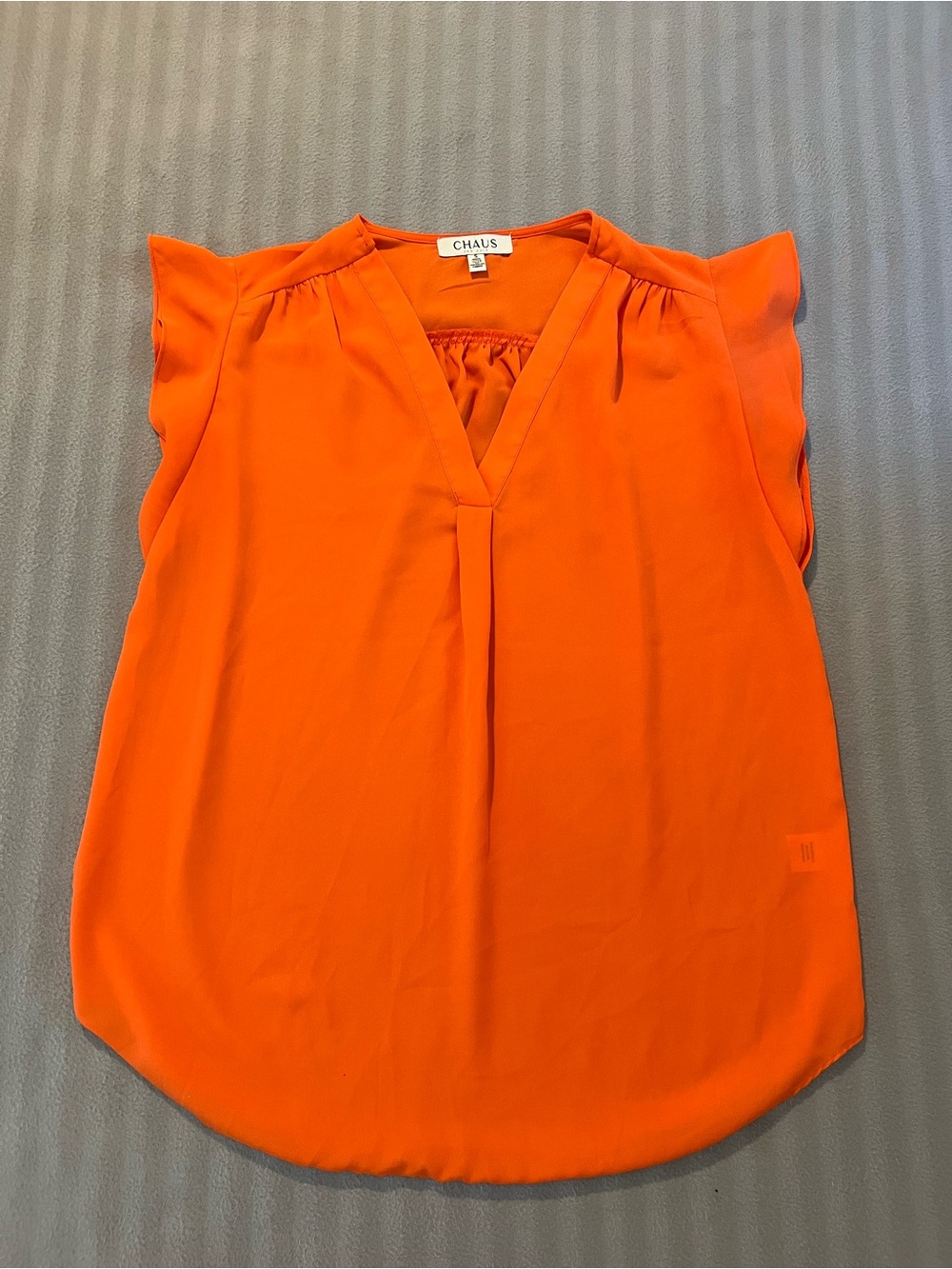 Chaus Bright Orange V-Neck Flutter Cap Sleeve Camisole